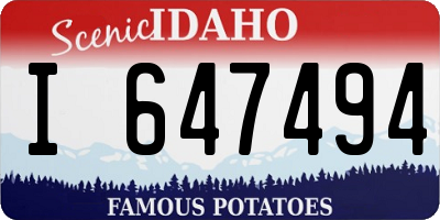 ID license plate I647494