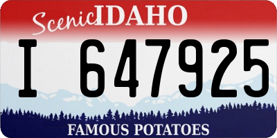 ID license plate I647925