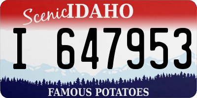 ID license plate I647953