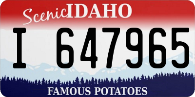 ID license plate I647965
