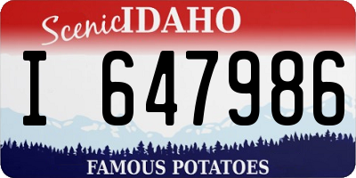 ID license plate I647986