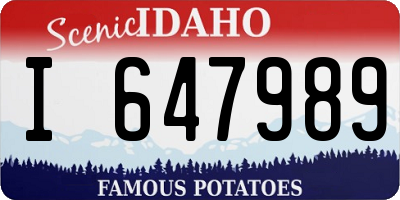 ID license plate I647989