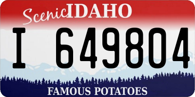 ID license plate I649804
