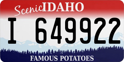 ID license plate I649922