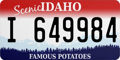 ID license plate I649984