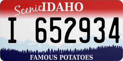 ID license plate I652934