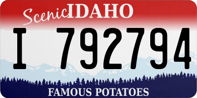 ID license plate I792794