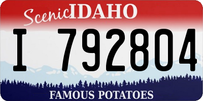 ID license plate I792804