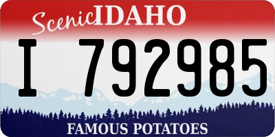 ID license plate I792985