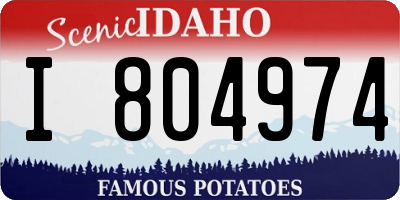 ID license plate I804974