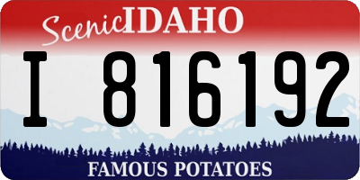 ID license plate I816192