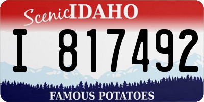 ID license plate I817492