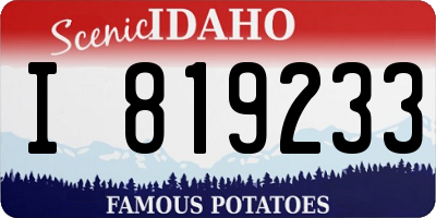 ID license plate I819233
