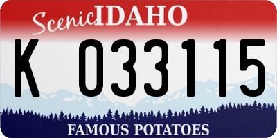 ID license plate K033115