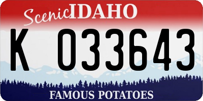 ID license plate K033643