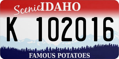ID license plate K102016