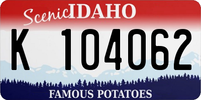ID license plate K104062