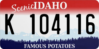 ID license plate K104116