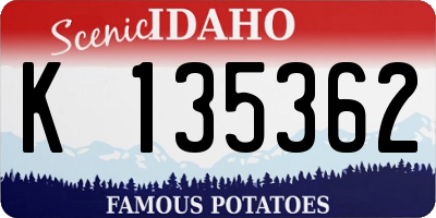 ID license plate K135362