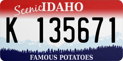 ID license plate K135671