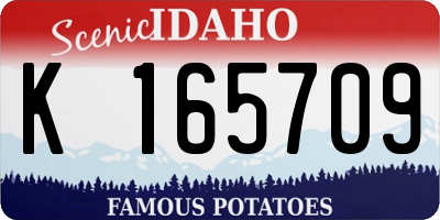 ID license plate K165709