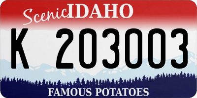 ID license plate K203003