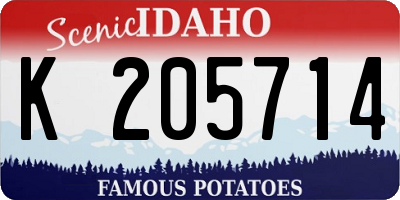 ID license plate K205714