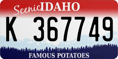 ID license plate K367749