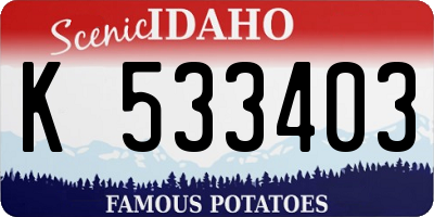ID license plate K533403