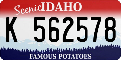 ID license plate K562578