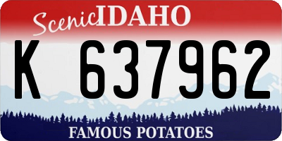 ID license plate K637962