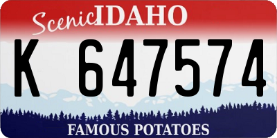 ID license plate K647574