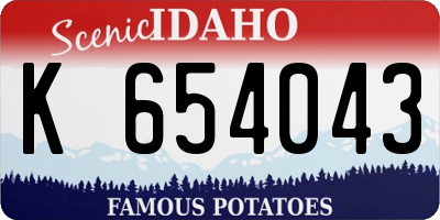 ID license plate K654043