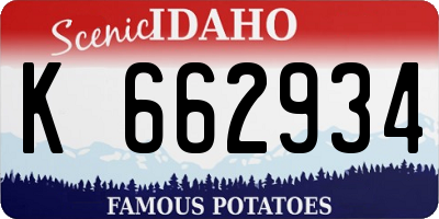 ID license plate K662934