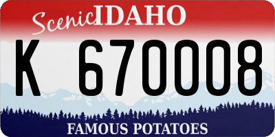 ID license plate K670008