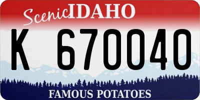 ID license plate K670040