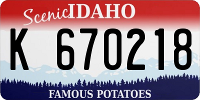 ID license plate K670218