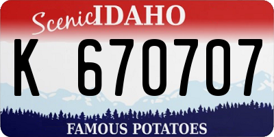 ID license plate K670707