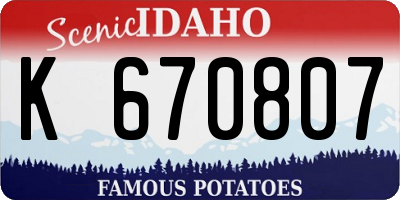 ID license plate K670807