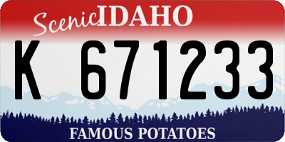 ID license plate K671233