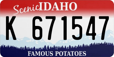 ID license plate K671547