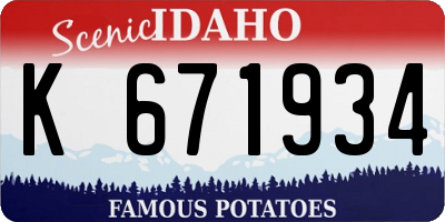 ID license plate K671934