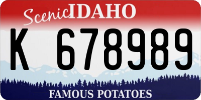ID license plate K678989