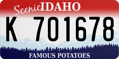 ID license plate K701678