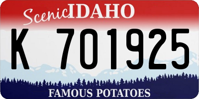ID license plate K701925