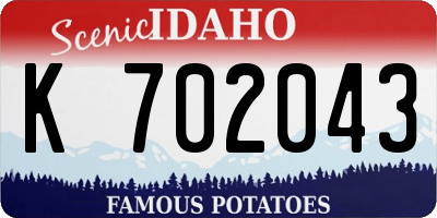 ID license plate K702043