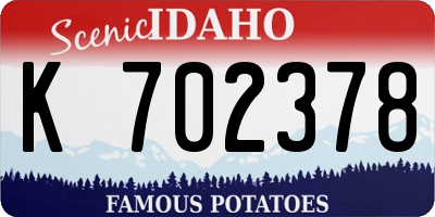 ID license plate K702378