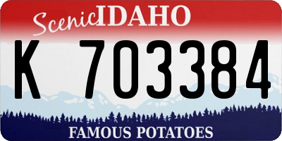 ID license plate K703384