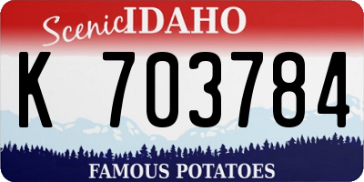 ID license plate K703784