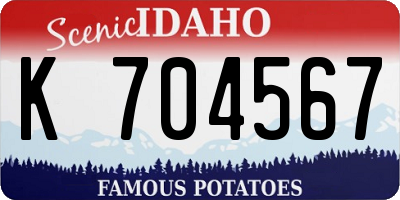 ID license plate K704567